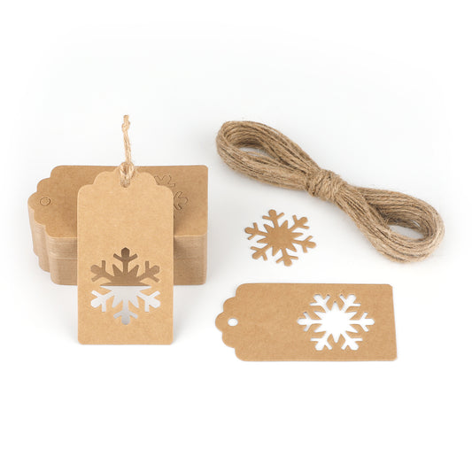 G2PLUS Brown Christmas Labels Tags, 100 PCS Kraft Christmas Tags for Presents, Plain Christmas Labels with String, Xmas Gift Tags for Christmas Presents, Gift Wrapping & Decorating Tree