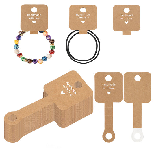 G2PLUS Self-adhesive Keyring Display Cards, 100PCS Brown Bracelet Display Cards, 10x4 CM Handmade Necklace Display Cards, Earring Display Cards for Keyring Bracelet Necklace Jewellery Display
