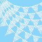 G2PLUS White Lace Bunting - 10M Lace Wedding Bunting - 36PCS White Fabric Lace Bunting for Wedding Birthday Party Decoration