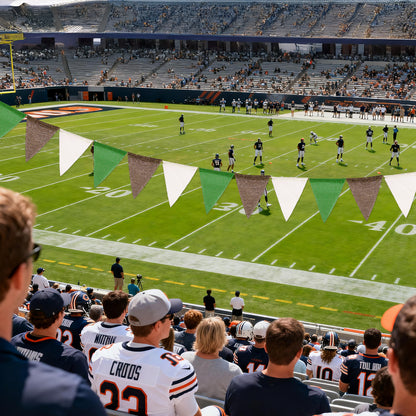 G2PLUS Pre-Strung Burlap Pennant Banners, 39Ft Green White Brown Fabric Triangle Flag Bunting, 36Pcs Pennant Banner Flags Garland for Football Game Day, Outdoor Parties, Camping & Backyard Decorations