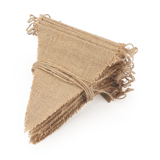 G2PLUS 12M Hessian Burlap Bunting - 48PCS Rustic Linen Bunting Flags - Outdoor Linen Burlap Banner - Natural Hessian Garlands for Garden Wedding Party Decoration
