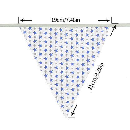 G2PLUS 39Ft Triangle Bunting Banner, 42pcs Cotton Pennant Banner, Grey Blue Reusable Floral Triangle Flags Party Decoration for Birthday, Wedding, Baby Shower, Room Decor