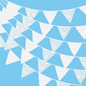 G2PLUS 12M Large Fabric Bunting Banner, 19x21CM Reusable Cotton Triangle Flag Garland with 42PCS Lace and White Pennants for Garden Tea Wedding Baby Shower Birthday Parties