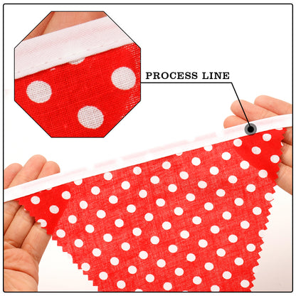 G2PLUS 39Ft Triangle Bunting Banner, 42pcs Cotton Pennant Banner, Reusable Red White Blue Fabric Triangle Flags Party Decoration for Birthday, Wedding, Baby Shower, Room Decor