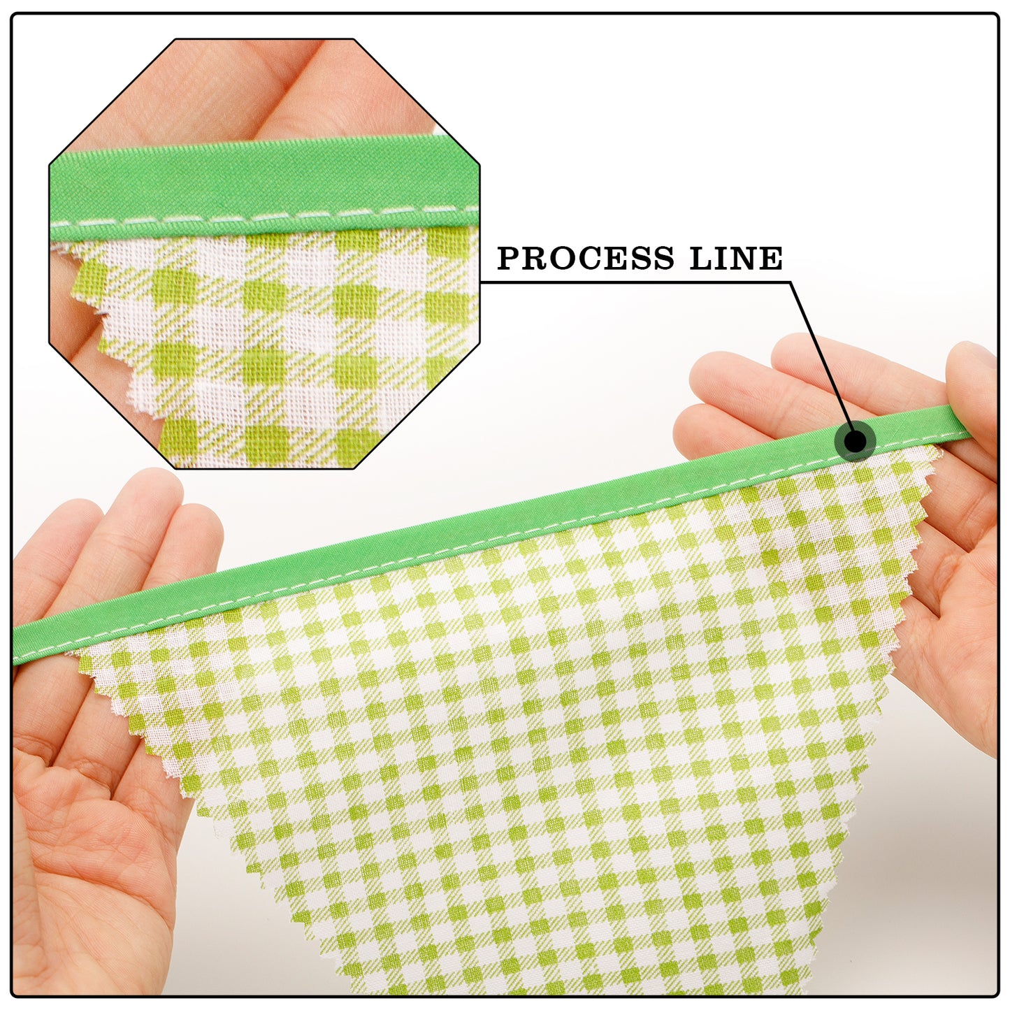 G2PLUS 39Ft Triangle Bunting Banner, Green Blue Cotton Pennant Banner, 42pcs Reusable Fabric Triangle Flags Party Decoration for Wedding, Birthday, Garden Party, Spring Picnic, Baby Shower Decorations