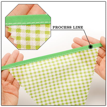 G2PLUS 39Ft Triangle Bunting Banner, Green Blue Cotton Pennant Banner, 42pcs Reusable Fabric Triangle Flags Party Decoration for Wedding, Birthday, Garden Party, Spring Picnic, Baby Shower Decorations