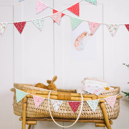 G2PLUS 39Ft Triangle Bunting Banner, 42pcs Cotton Pennant Banner, Reusable Red White Blue Fabric Triangle Flags Party Decoration for Birthday, Wedding, Baby Shower, Room Decor