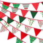 G2PLUS 12M Red and GreenCotton Banner - 42PCS Christmas Fabric Bunting Banner - 19x21CM Reusable Cotton Xmas Garlands for Christmas Parties Decoration