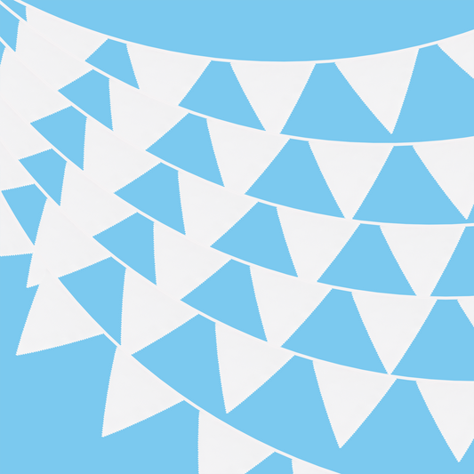 G2PLUS 12M White Fabric Bunting Banner, 19x21CM Reusable Cotton Triangle Flag Garland with 42PCS Large White Pennants for Garden Tea Wedding Baby Shower Birthday Parties