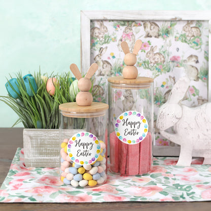 G2PLUS Easter Gift Stickers, 120Pcs Happy Easter Stickers, 2" Round Easter Eggs Labels Stickers, Personalized Easter Decoration Stickers for Gift Wrap, Easter Party, Candy Bags