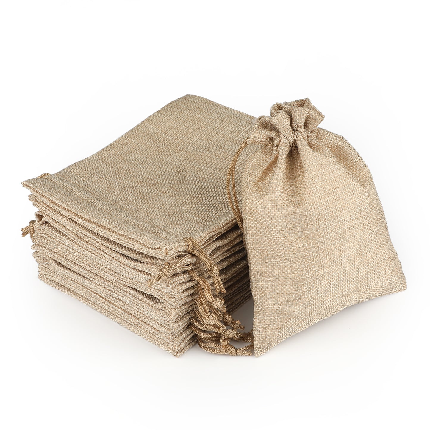 G2PLUS 20 PCS Medium Hessian Bags, 13 x 18 cm Linen Drawstring Bags, Jute Burlap Gift Pouches, Advent Calendar Bags, Reindeer Food Bags for Gift Bags