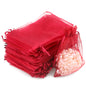 G2PLUS Wine Red Organza Gift Pouches, 13x18 CM Large Organza Favour Bags, 100 PCS Wedding Jewelry Bags, Clear Mesh Pouches Perfect for Wedding, Christmas, Birthday, Anniversary