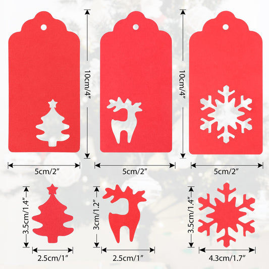 G2PLUS Red Christmas Labels Tags, 150PCS Christmas Tags for Presents, Plain Christmas Labels with String, Xmas Gift Tags for Christmas Presents, Gift Wrapping & Decorating Tree