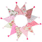 G2PLUS 10.8Ft Cotton Triangle Bunting Banner – 12pcs Pink Floral Fabric Pennant Flag with Tassels, Double Side Triangle Banner Garland for Weddings, Birthdays, Garden & Baby Showers