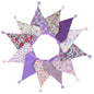 G2PLUS 10.8Ft Cotton Triangle Bunting Banner – 12pcs Purple Floral Fabric Pennant Flag with Tassels, Double Side Triangle Banner Garland for Weddings, Birthdays, Garden & Baby Showers