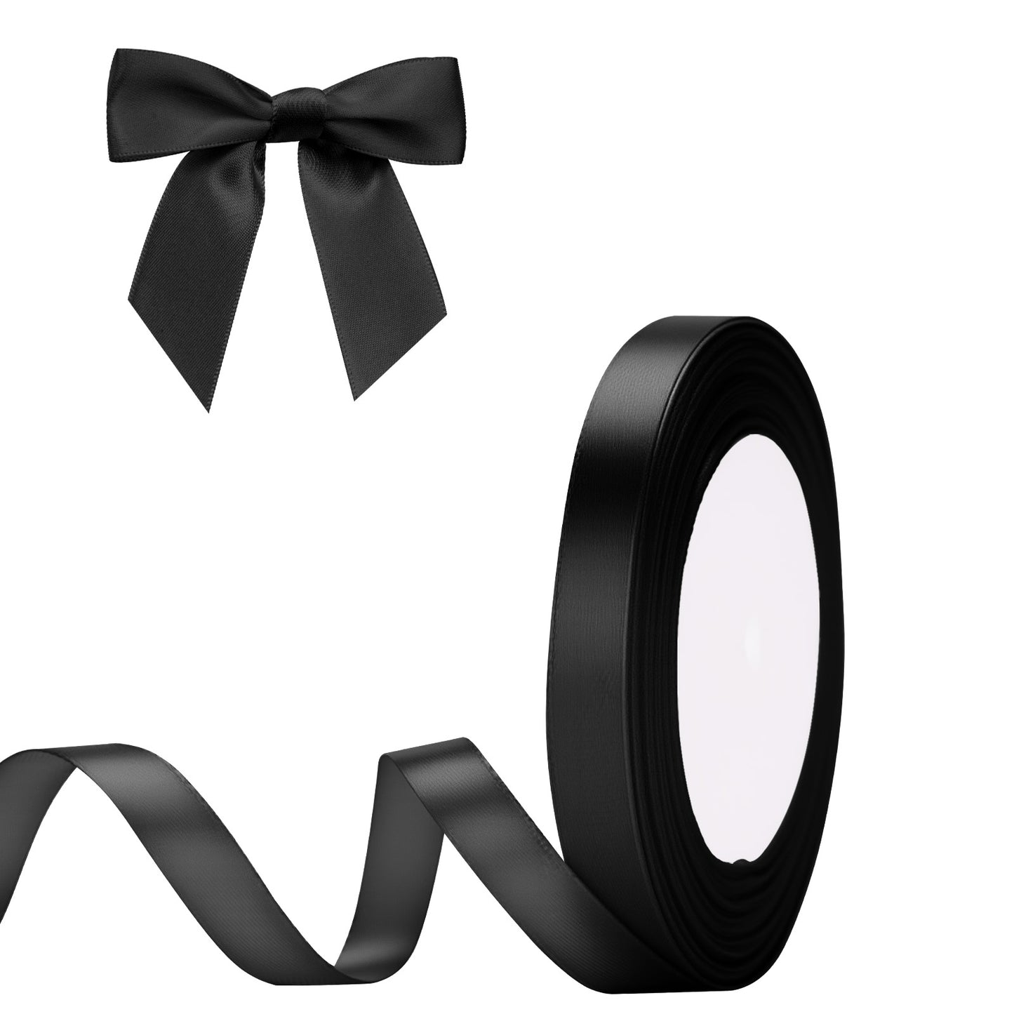 G2PLUS Schwarz Satinband 10mm, Dekoration Geschenkband, 22m Schleifenband zum Bastel, Schwarz Satin Dekoband für Geschenkverpackung, Dekoration