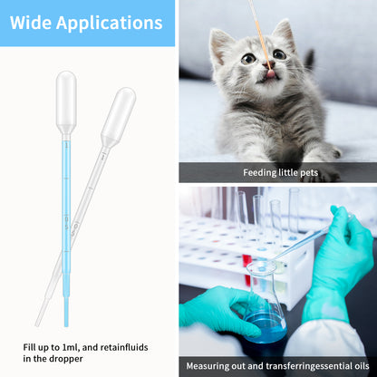 G2PLUS 1ML Plastic Dropper, 25Pcs Pipettes Dropper, Clear Graduated Dropper, Disposable Transfer Pipettes for Essential Oils, Kids Activities, DIY Art and Make up Tool