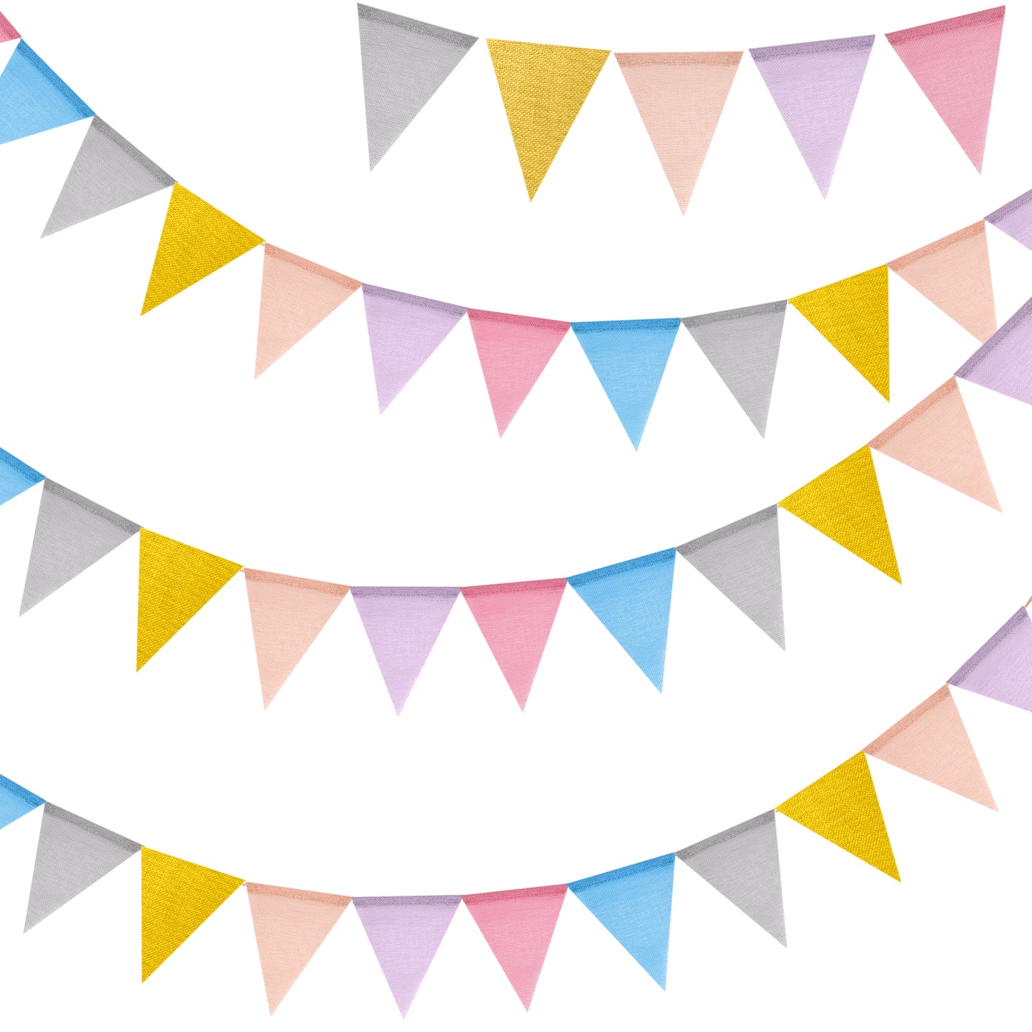 G2PLUS 12M Pastel Burlap Bunting Outdoor: 36PCS Reusable Waterproof Hessian Bunting, Burlap Banner for Birthday, Baby Shower, Wedding, Nursery, Garden Decoration