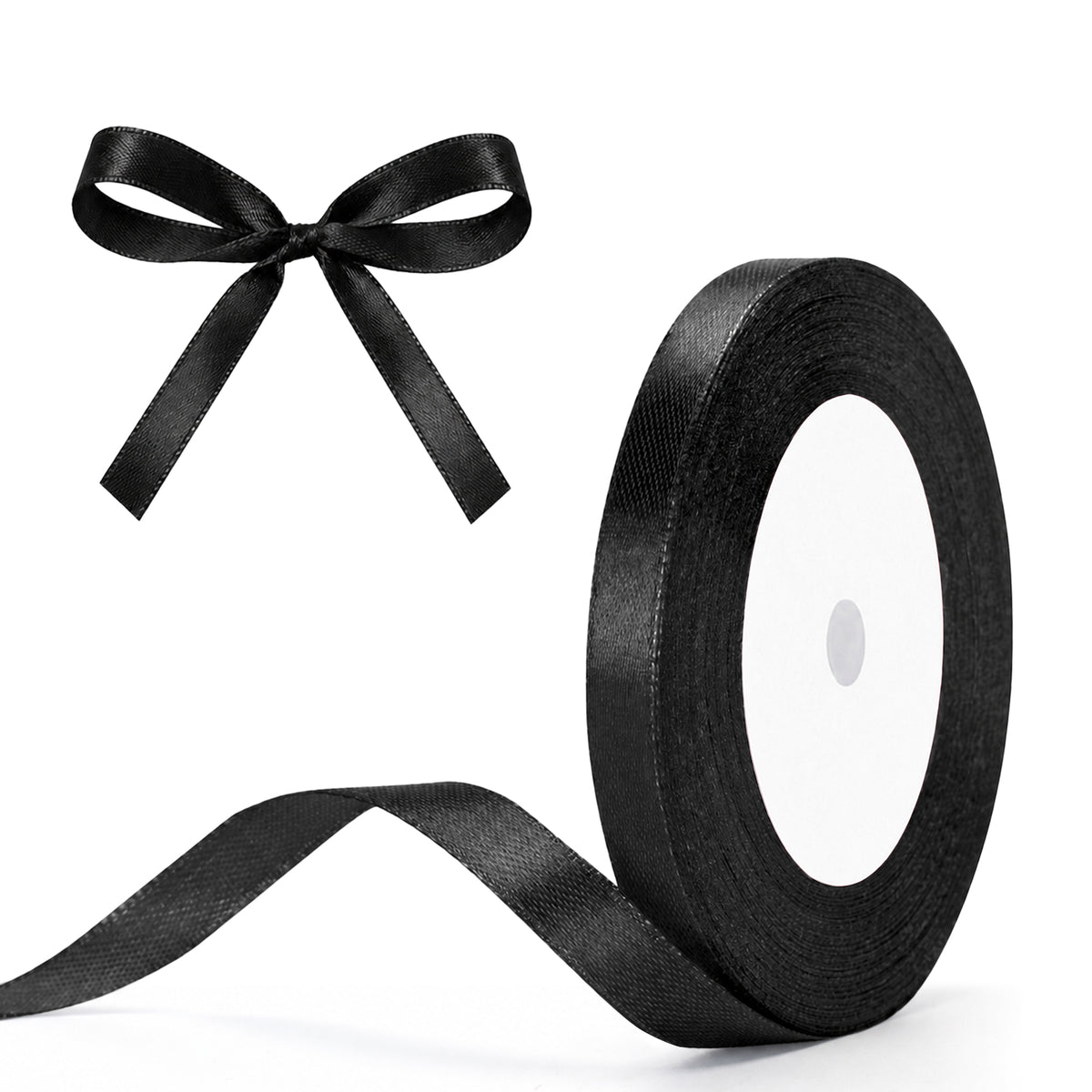 G2PLUS Black Satin Ribbons 10mm: 44m Gift Wrapping Ribbon for Crafting, Christmas, Holloween Party Decoration