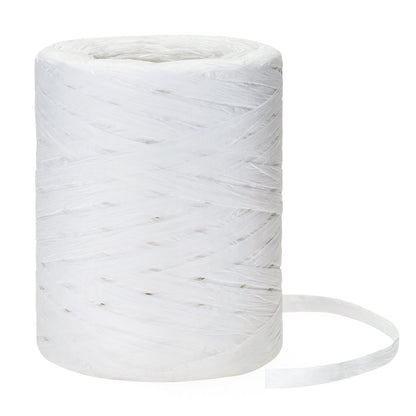 G2PLUS 218 Yards Raffia Paper Craft Ribbon, 1/4 Inch Wide Raffia Ribbon for Gift Wrapping, White Raffia Ribbon Packing Twine String for DIY Arts & Crafts, Crochet Supplies, Christmas Holiday Decor