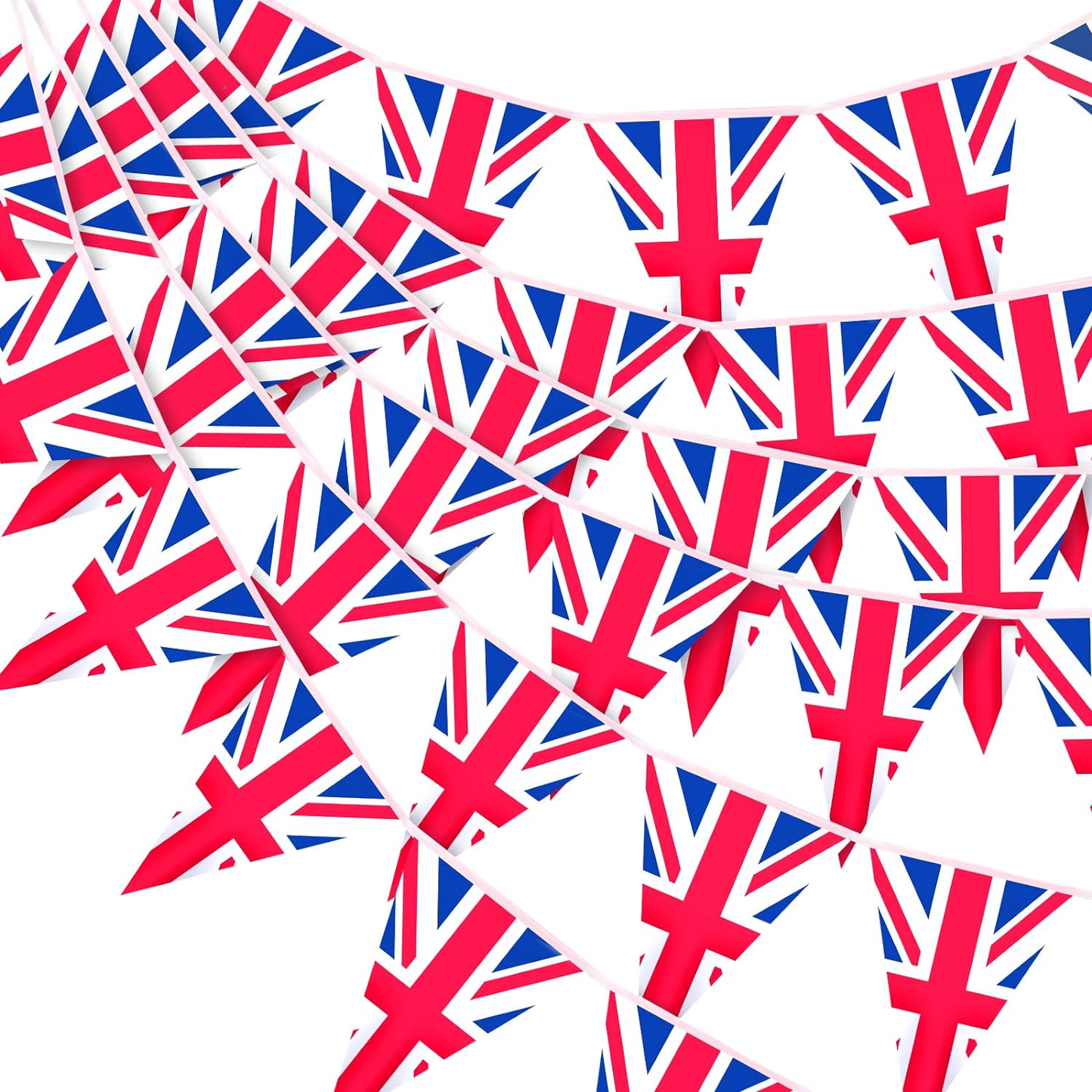 G2PLUS Union Jack Flag Bunting, 2x10M British Bunting Banner, 30PCS Reusable UK Garden Bunting, 20X28CM for Queen's Birthday Celebrating Decoration