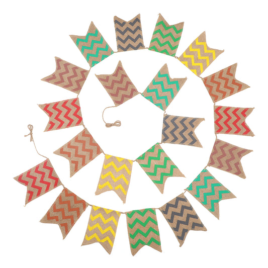 G2PLUS Hessian Bunting Banner, Rustic Burlap Bunting, Vintage Burlap Bunting with Wave Pattern, 21PCS Natural Decoration Bunting Garland for Bedroom Garden Party Dcoration