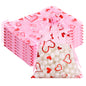 G2PLUS 50PCS Valentines Gift Bags Organza 5x7in, Pink Foil Heart Sheer Mesh Organza Pouches with Drawstring for Valentines Day Party Favors, Candy Gift Bags & Wedding Favors