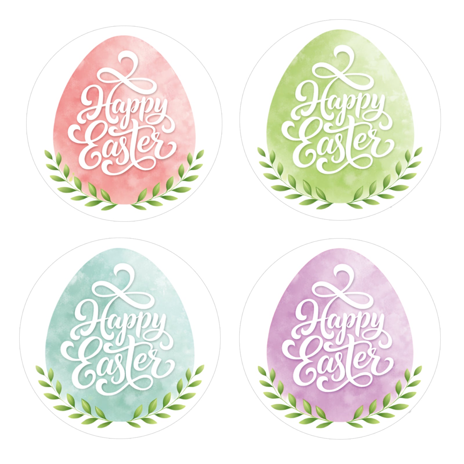 G2PLUS Happy Easter Stickers - 60Pcs Easter Eggs Labels for Baskets 2 Inch Round Watercolors Gift Sticker for Goddies Bags, Cards, Envelope Seals, Party Supplies - G2Plus