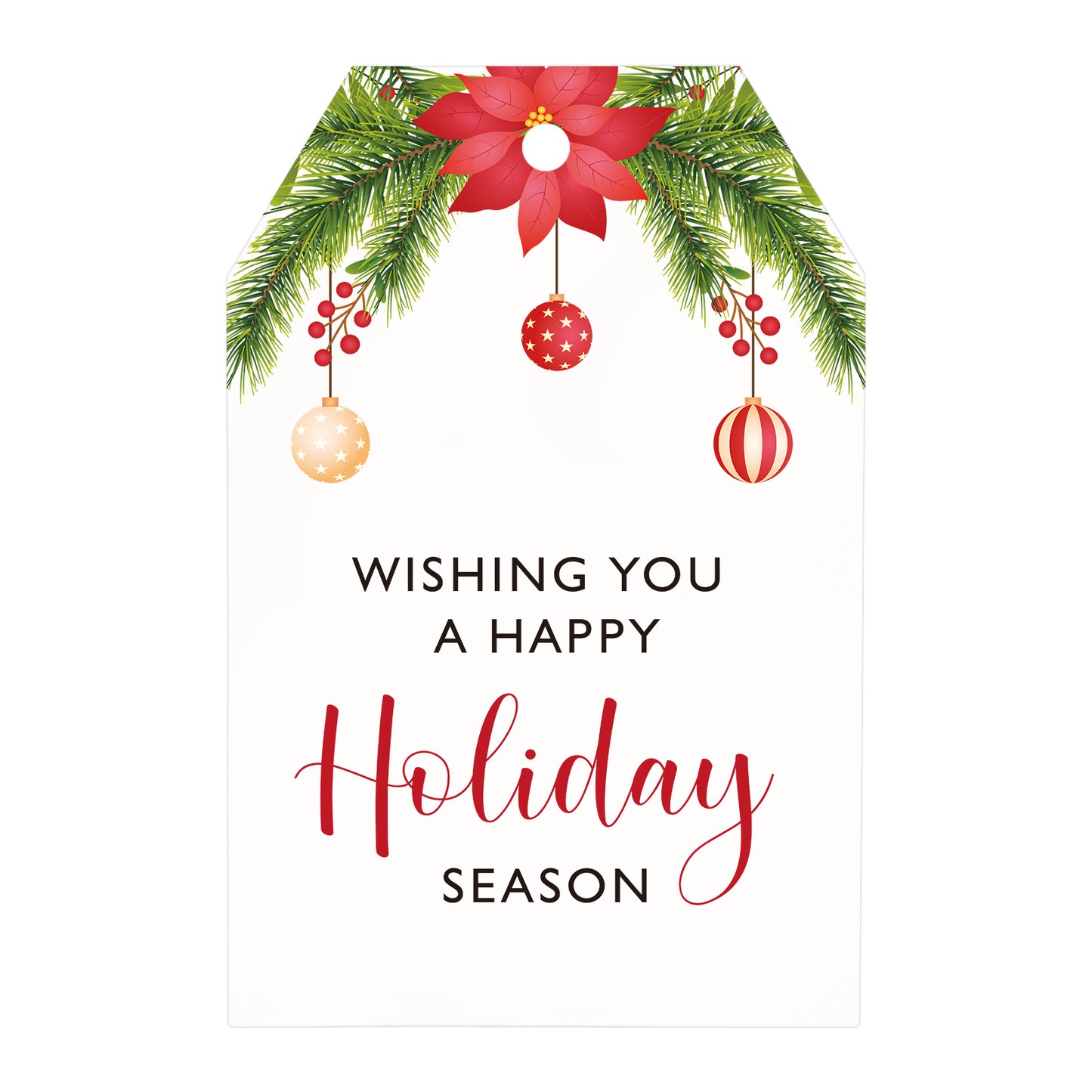 G2PLUS Holiday Season Gift Tags, 50PCS Wishing You A Happy Holiday Season Tags, Christmas Holiday Tags, Christmas Holiday Paper Gift Tags with String for Gift Wrapping, Seasonal Holiday Party Favors