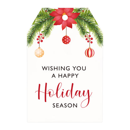 G2PLUS Holiday Season Gift Tags, 50PCS Wishing You A Happy Holiday Season Tags, Christmas Holiday Tags, Christmas Holiday Paper Gift Tags with String for Gift Wrapping, Seasonal Holiday Party Favors