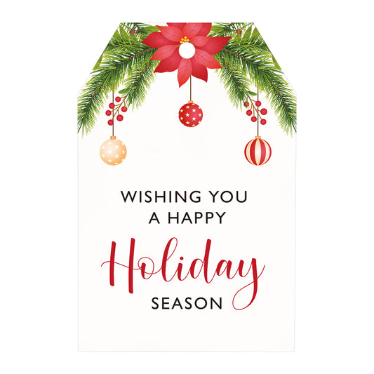 G2PLUS Holiday Season Gift Tags, 50PCS Wishing You A Happy Holiday Season Tags, Christmas Holiday Tags, Christmas Holiday Paper Gift Tags with String for Gift Wrapping, Seasonal Holiday Party Favors