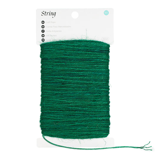 G2PLUS Green Jute Twine 2mm 3 Ply, 164Ft Craft Twine String for Gift Wrapping, DIY Crafts, Gardening and Christmas Decorations