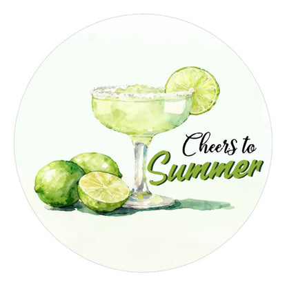 G2PLUS Summer Gift Stickers - 60Pcs Green Cheers to Summer Stikcers 2 Inch Round Margaritas Lemon Label Sticker for Small Business Envelope Seals, Gift Cards, Bags, Hawaii Tropical Luau Party Favors