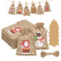 G2PLUS 24 PCS Advent Calandar Bags, 10x15cm Medium Christmas Burlap Bags, Hessian Christmas Sacks, Christmas Burlap Drawstring Bags for Advent Calandar, Christmas Party Decoration