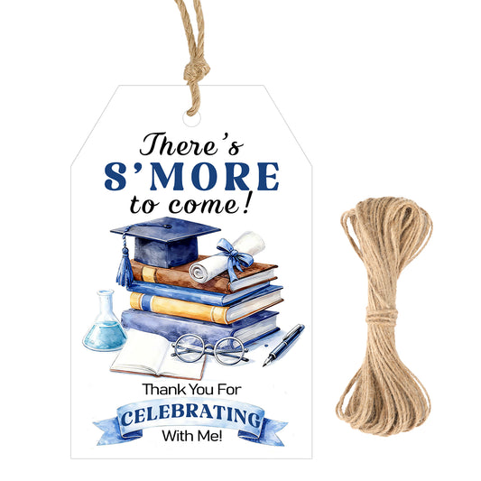 G2PLUS Graduation Gift Tags - 50Pcs Graduation Thank You Tags with String, Blue Thank You for Celebrating with Me Tag for 2026 Congrats Grad Party Favors