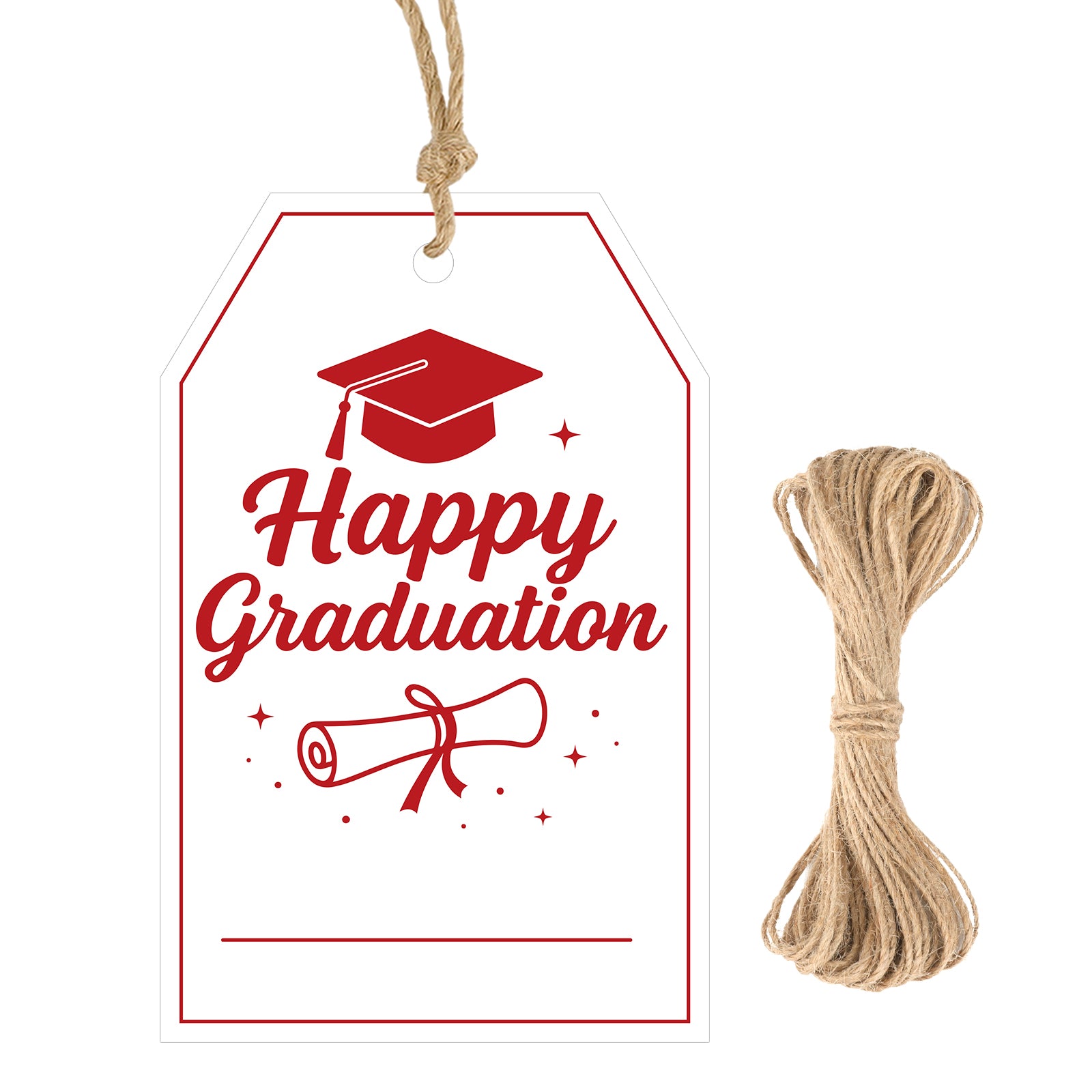 G2PLUS Happy Graduation Tags - Red Graduation Gift Tags with String, C ...