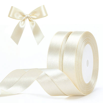 G2PLUS 20mm Ivory Satin Ribbons, 2 Roll x 22m Gift Wrapping Ribbon for Christmas Wrap, Crafting, Bows Making, Cake Decorating, Birthday and Wedding Party Decoration