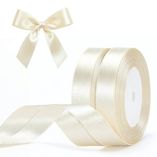 G2PLUS 20mm Ivory Satin Ribbons, 2 Roll x 22m Gift Wrapping Ribbon for Christmas Wrap, Crafting, Bows Making, Cake Decorating, Birthday and Wedding Party Decoration
