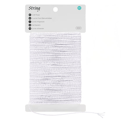 G2PLUS 2mm 164Ft White Cotton Twine - 2 Ply Craft String Cotton Rope for Gift Wrapping, DIY Crafts, Decorations & Small Business Packaging