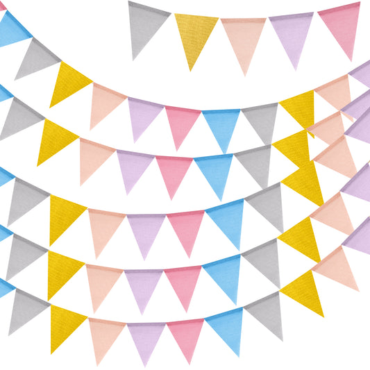 G2PLUS 20M Pastel Burlap Bunting Outdoor: 60PCS Reusable Waterproof Hessian Bunting, Burlap Banner for Birthday, Baby Shower, Wedding, Nursery, Garden Decoration