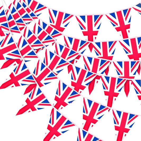 G2PLUS 10M Union Jack Flag Bunting, 30 PCS British Bunting Banner, Reusable UK Garden Bunting, 20X28CM D Day Bunting for D Day 80th Anniversary