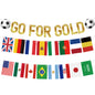 G2PLUS Party Decorations for World Cup Football 2026: Pre-strung Flag Bunting Banner, Go For Gold Banner, Home, Bar and Garden Viewing Parties