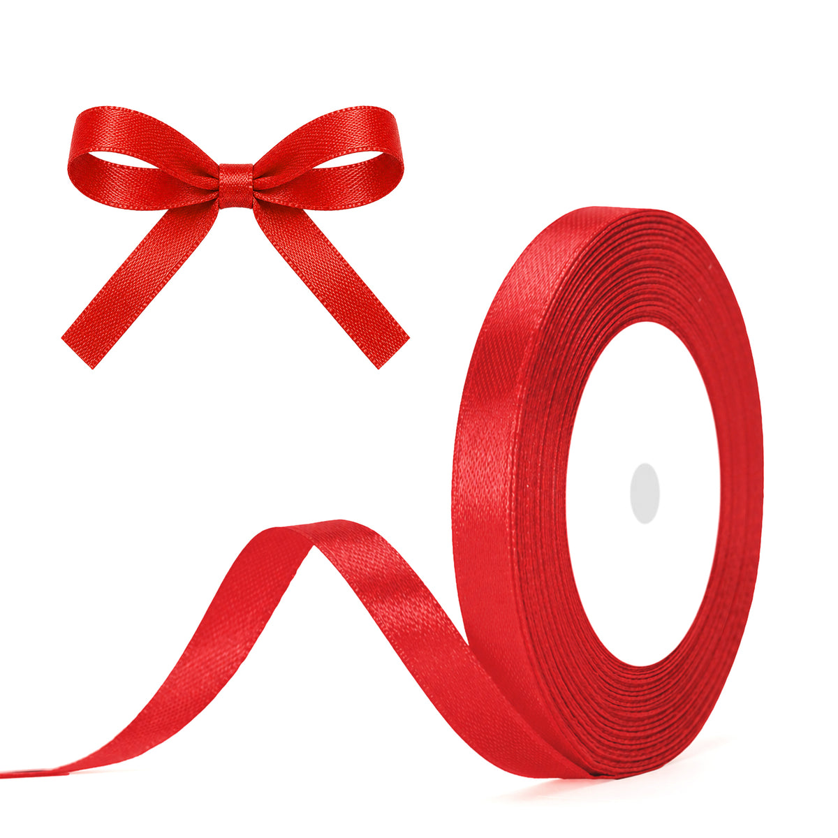 G2PLUS 10mm Red Satin Ribbons: 44m Gift Wrapping Ribbon for Crafting, Christmas, Wedding Party Decoration