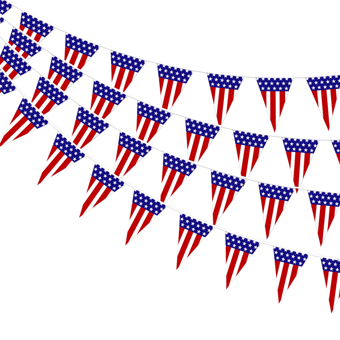 G2PLUS 4 Pack American Flag Pennant Banner, 35FT Pre-Strung Patriotic Triangle Flags, Double-Sided Red White Blue Bunting for 4th of July, Independence Day, Outdoor Party Decorations