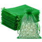 G2PLUS 25PCS Green Organza Bags - 5x7In Sheer Mesh Jewelry Pouches, Organza Gift Bags with Drawstring for Candy, Jewelry, Wedding Party Favors