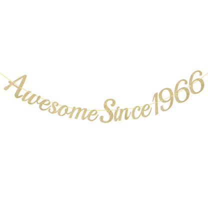 G2PLUS Pre-Strung 60th Birthday Banner, Glitter 60th Birthday Decorations Champagne Gold Happy 60th Birthday Banner, 3m Awesome Since 1966 Banner, 60th Birthday Party Decorations