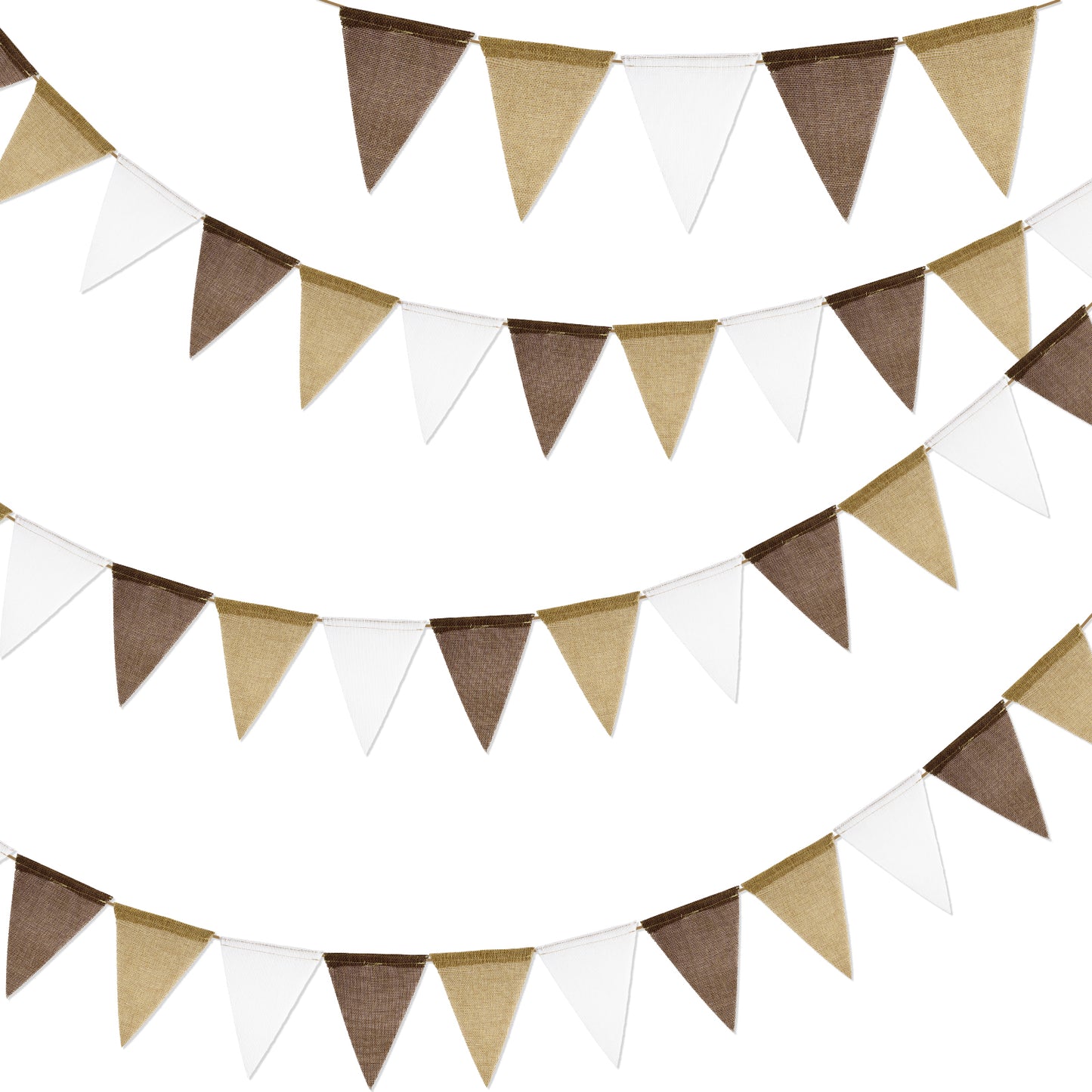 G2PLUS Pre-Strung Burlap Pennant Banners, 30Ft Gradient Brown Fabric Triangle Flag Bunting, 36Pcs Pennant Banner Flags Garland for Wedding, Birthday, Baby Shower, Rustic Farmhouse and Holiday