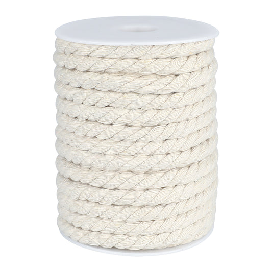 G2PLUS 8MM Cotton Macrame Cord, 20M Thick Macrame Rope, Beige Soft Cotton Rope for Wall Hanging DIY Garden Plant Hangers