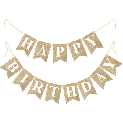 G2PLUS Pre-Strung Happy Birthday Banner: 16 x 20 cm Large, No-DIY Birthday Banner for Birthday Party Decorations