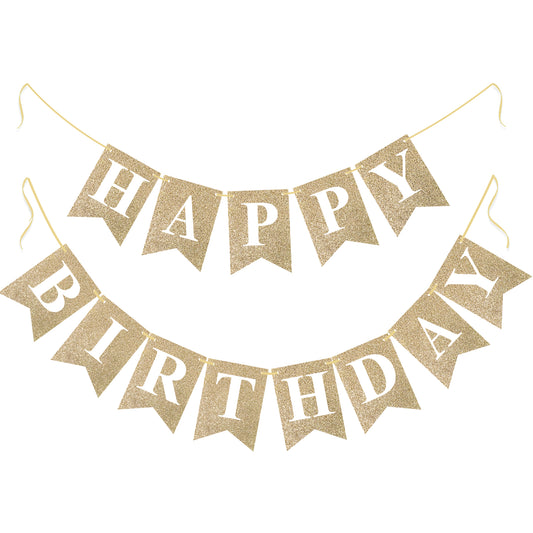 G2PLUS Pre-Strung Happy Birthday Banner: 16 x 20 cm Large, No-DIY Birthday Banner for Birthday Party Decorations